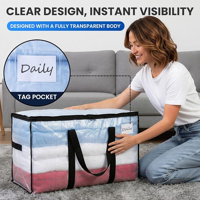 TAILI 2 Pack Clear Extra Large Moving Bags, Storage Bag - Image 5