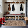 Brown Boho Washable 3x6 Entryway Runner Rug, Indoor Hallway Kitchen Floor Rug by HazoHaus