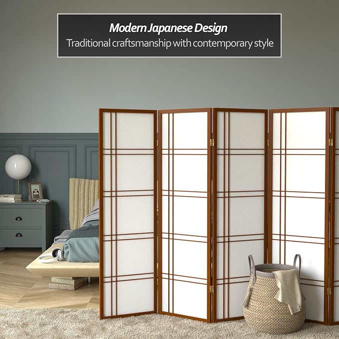 Red Lantern 5 ft. Tall Double Cross Shoji Screen - Image 2