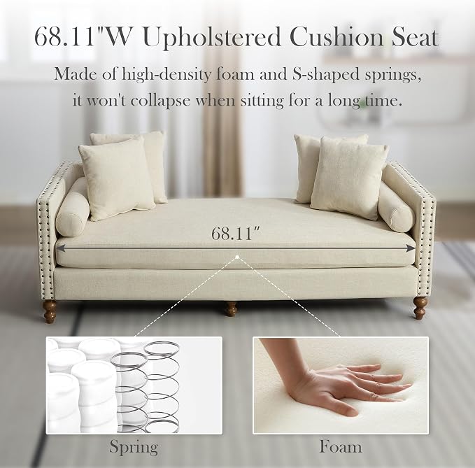 Aoiy & Wifon 75.2" W Mid Century Oversized Chaise Lounge Chair Indoor - Image 3