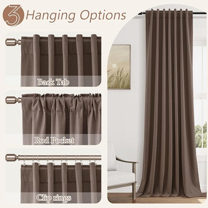 100% Blackout Curtains 102 Inch Length 2 Panels Set - Image 6