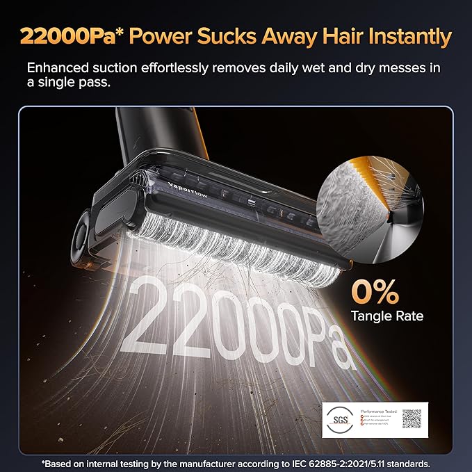 roborock F25 Ultra Steam Wet Dry Vacuum Cleaner, 356°F Steam Mop & 187°F Hot Water Cordless Vacuum Mop All in One, Floor Washer with Blue Light, 194°F Self-Cleaning, 180° Lay-Flat, AI Assitant Wheels