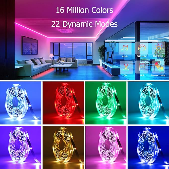 KEELIXIN LED Lights Music Sync RGB LED Strip Lights with APP & Remote Control