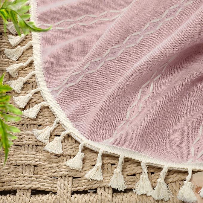 Purple Pink 100% Boho Blackout Curtains 84 Inch 2 Panels - Image 6