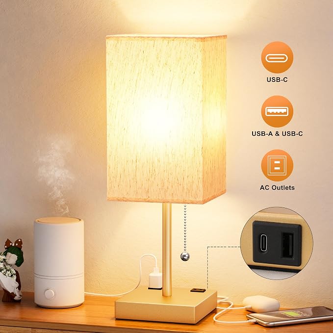 Gold Bedside Lamp for Bedroom - Image 4