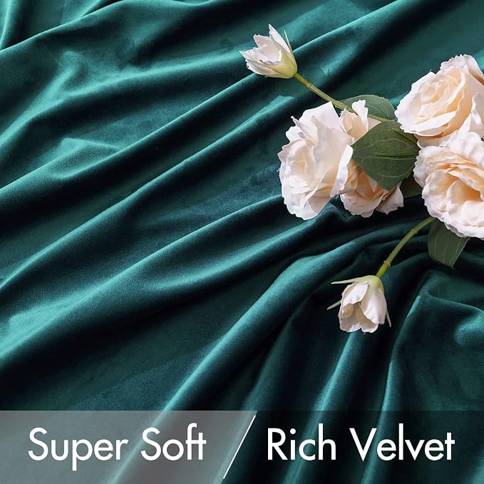 MIULEE Velvet Blackout Curtains 52x84 inches 2 Panels Emerald Green | Luxury - Image 4