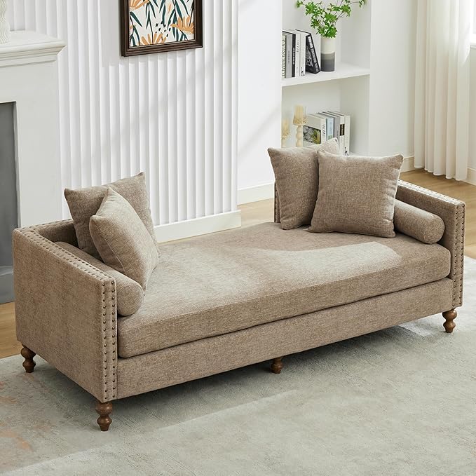 75.2" Oversized Chaise Lounge, Chenille End of Bed Bench - Image 6
