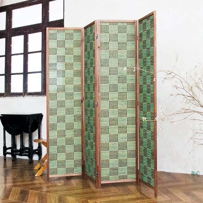 4 Panel Bamboo Room Divider, 5.6 ft Tall Double-Sided Folding Privacy Screen - Image 2