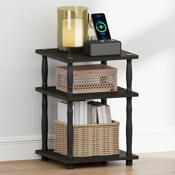 Furinno Turn-N-Tube Toolless 3-Tier Night Stand, Square Nightstand, Open Shelf - Image 3