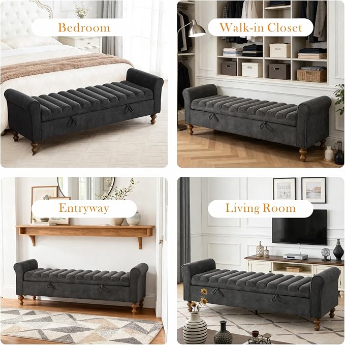 Aoiy & Wifon 65.7" W Large Storage Ottoman Bench, King Size End of Bed Storage - Image 6