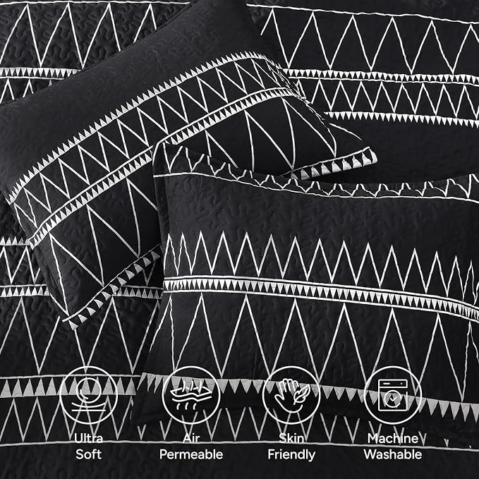 Black Oversized Super King Plus Quilt Set - Image 5