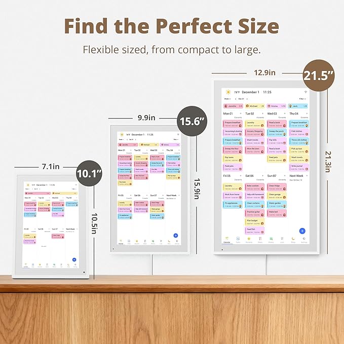 Dragon Touch Digital Calendar 21.5 Inch Touch Screen, Electronic Wall Calendar Chore Chart for Family Monthly/Weekly Planner, Interactive Display for Home Organization, Desk Mount Included - White