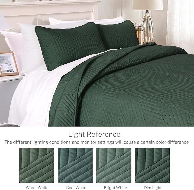 Exclusivo Mezcla Ultrasonic King Quilt Bedding Set, Soft Microfiber, Modern - Image 3