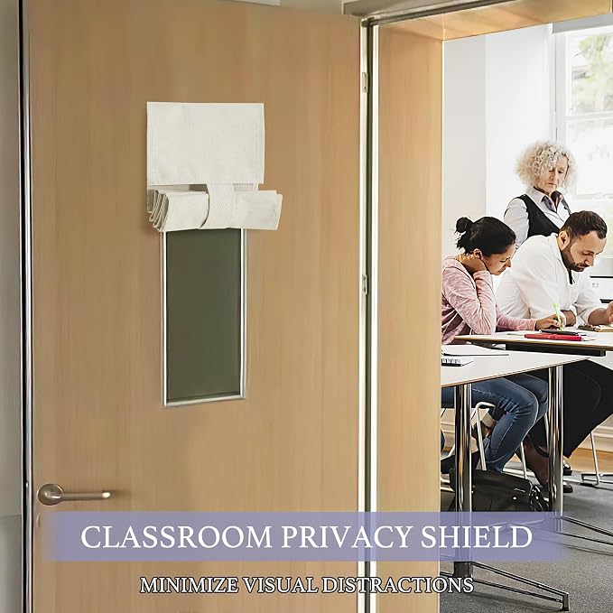 RYB HOME Classroom Door Window Cover, 100% Blackout Lockdown Shades | Linen - Image 4