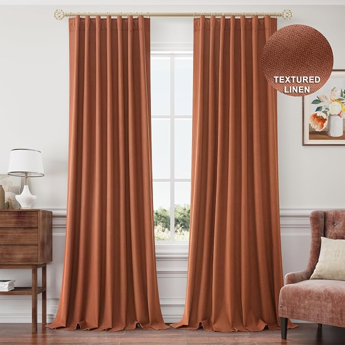 Joywell 100% Blackout Linen Curtains 108 Inch Long - Image 9