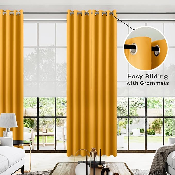 KOUFALL 108 Inch 9FT Room Darkening Curtains, Grommet Drapes - Image 2