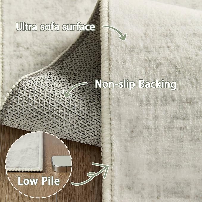 Latte&Fog Washable Hallway Runner Rug 2x6 Non Slip Ivory Rugs - Image 7