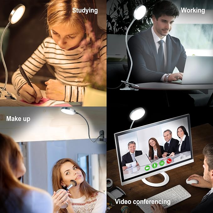 LiFMIRA Clip on Lamp Reading Light 5 Color Modes 10 Brightness 8W Silver | 66 - Image 7