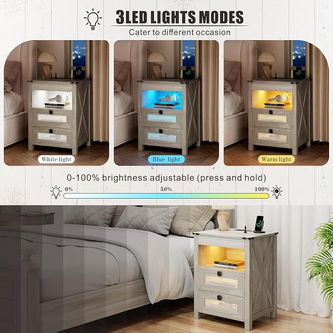LED Nightstand with Gun Drawer & Charging Station | Human Sensor Lights - Image 4