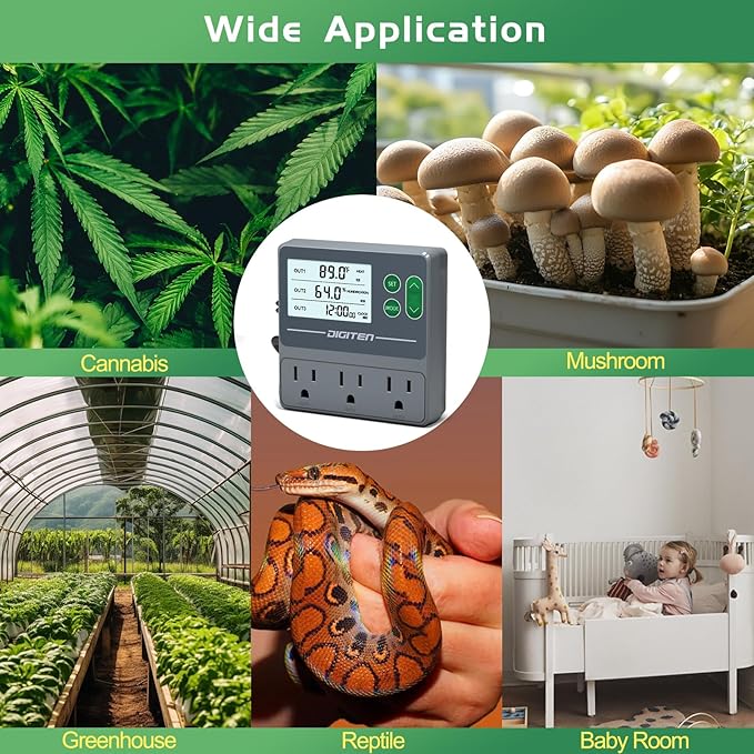 SENSTREE Dual Probe Temperature & Humidity Controller, Independent Sensors for Precise Temperature and Humidity Control, Compatible with Humidifiers, Dehumidifiers, Heating & Cooling Systems
