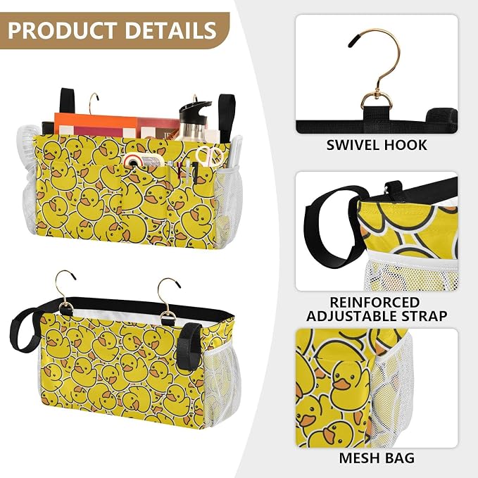 Rubber Ducks tag8 Bedside Caddy Storage Bag Bedside Organizer - Image 5
