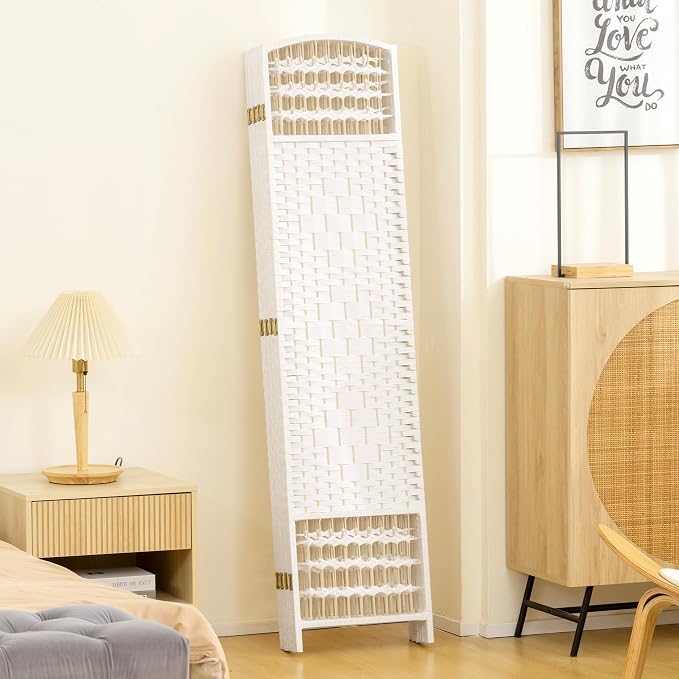 HOMCOM 8 Panel Room Divider, Folding Privacy Screen, Wave Fiber Freestanding - Image 9
