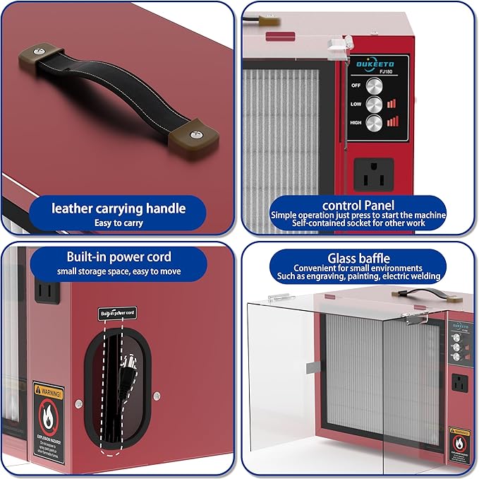 OUKEETO Portable Air Filtration System - Tabletop Dust Collectors (580-780CFM) for Woodworking, Movable Air Filter with Strong Vortex Fan, Benchtop Dust Collection Systems for Garage Works Shop
