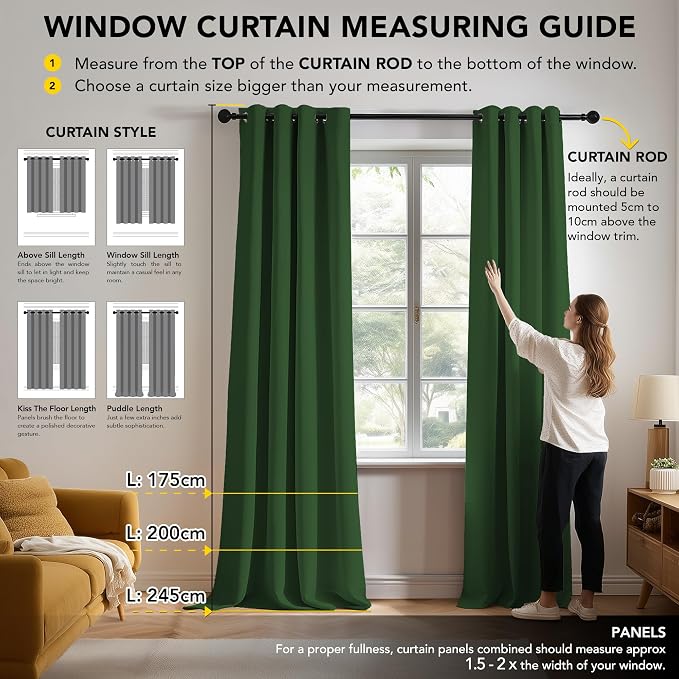 Deconovo Blackout Curtains for Bedroom and Living Room 72 Inches Long | Black - Image 7