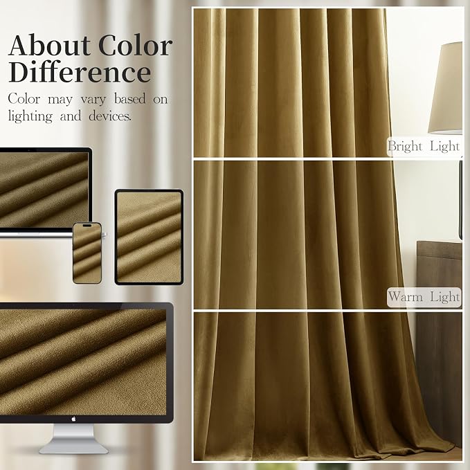 Gold Velvet Blackout Curtains 90 Inch - Image 8