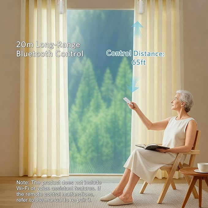 Tripvyantic Automatic Curtain Opener Smart Motorized: 2-Pack Heavy Duty 20KG Load Electric Curtain Robot with Remote for Bedroom Living Room│6-Month Battery for Home/Office/Nursery│No WiFi Needed