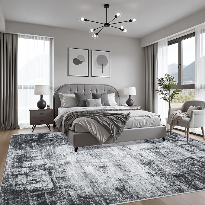 9x12 Area Rug Living Room Rug: Washable Modern Abstract Soft Thin Rug Indoor - Image 4