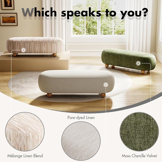 Hyfirm 54" End of Bed Bench, Upholstered Bedroom Ottoman Bench - Image 9