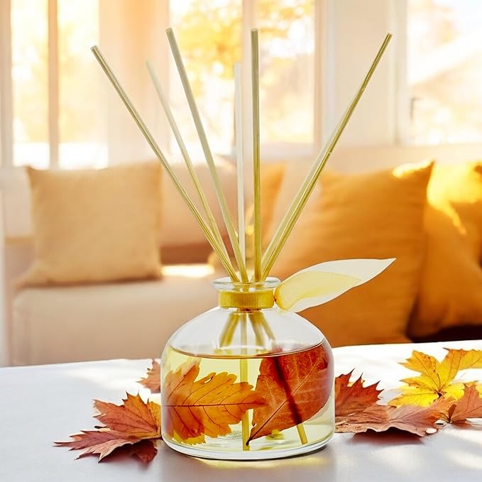 LOVSPA Reed Diffuser Set, Sugar & Spice Scented Oil Diffuser with Sticks, Home Fragrance Accessories for Bathroom Shelf Decor, Aroma Diffusers for Home or Office Fall Decor, USA Made