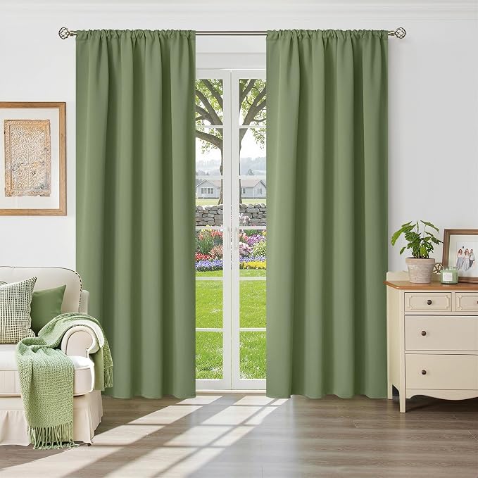BGment Olive Green Blackout Curtains 90 Inch Length by BGment