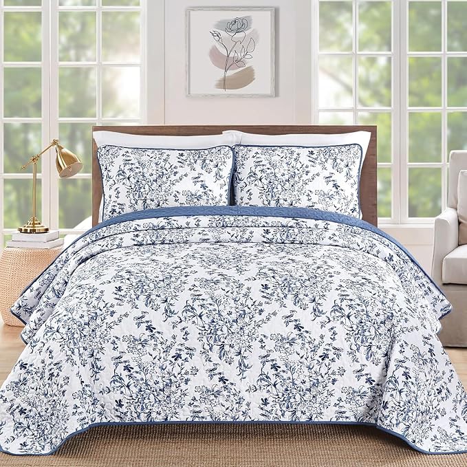 WONGS BEDDING Botanical Twin Bedding Quilt Set, Polyester Coverlet, Breathable by WONGSBEDDING