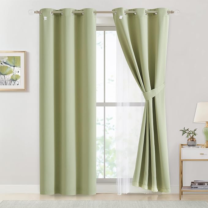 Bujasso Sage Green 90% Blackout Curtains - Image 4