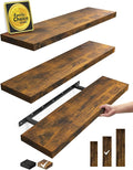 BAYKA Rustic Brown Floating Shelves 22.5in, 3 Pack, Wall Mount Wood Shelf | by Bayka