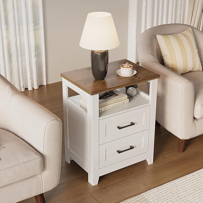 Decofy Farmhouse 2-Drawer Nightstand Set of 2 - Image 5