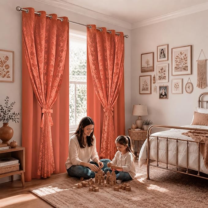 Yinhua Terracotta Curtains for Living Room Double Layer Curtain - Image 6