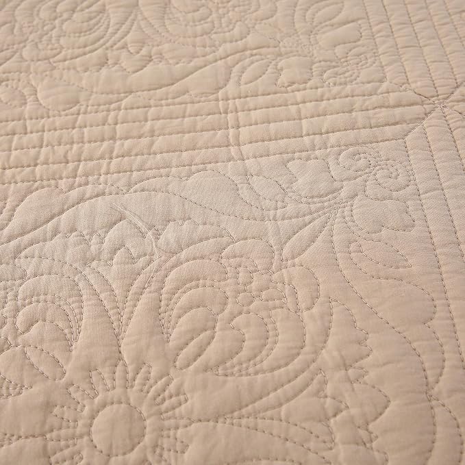 ROOMLIFE Quilt Set Full Size 3D Floral Embroidery Pattern 3-Piece Cotton - Image 8