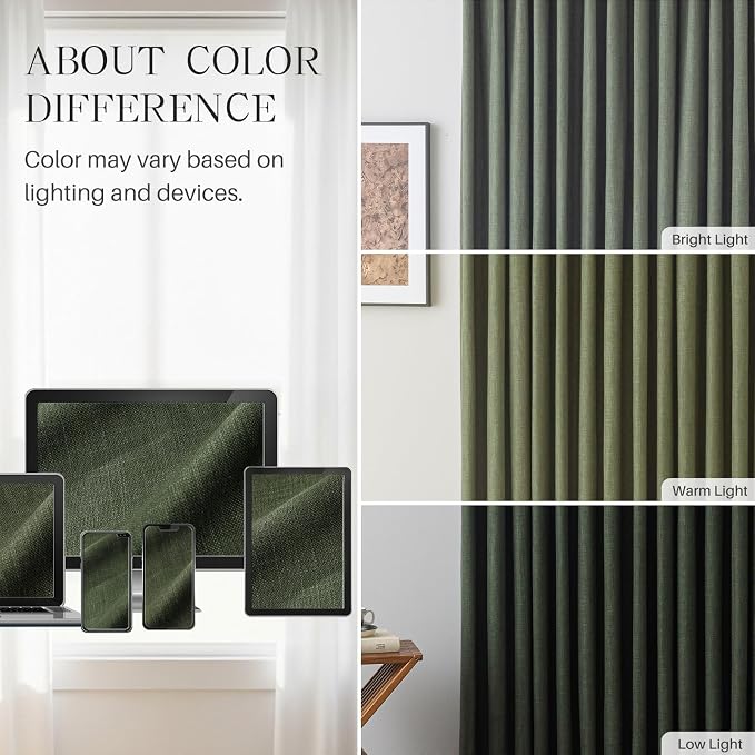 AUSSPVOCT Pinch Pleated 95 Inch Linen Curtains 100% Blackout - Image 9