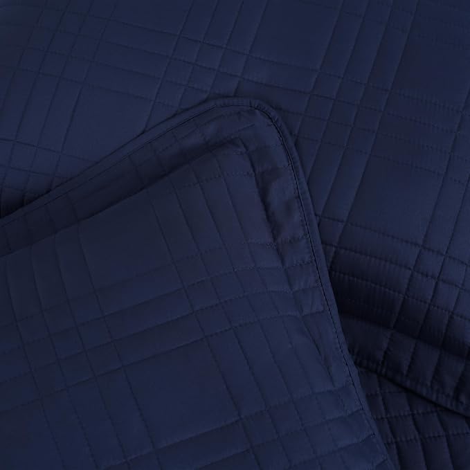 Chezmoi Collection Kingston Queen Size Bedspread Set, 3-Piece Navy Oversized - Image 6