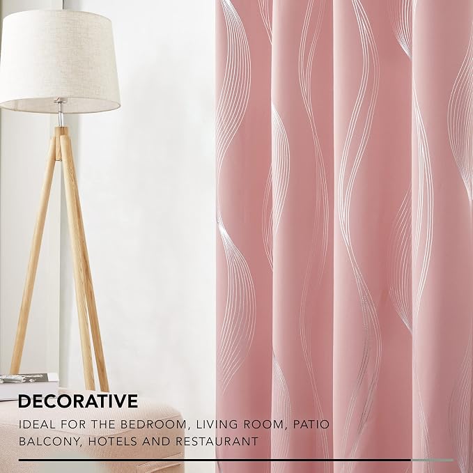 Deconovo Curtains for Living Room, Pattern Blackout Curtains 84 Inches Long | - Image 3