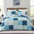 Whale Flotilla Patchwork Quilts Twin Size, Extra Soft Floral Bedspreads | Blue by WHALEFLOTILLA