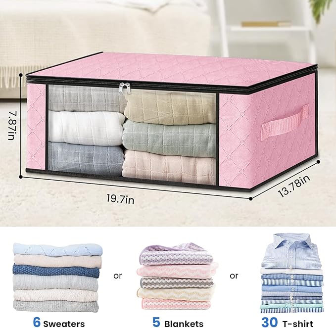 HomeHacks 3-Pack Clothes Organizer Storage Bags, 35L Storage Bins, Reinforced - Image 2