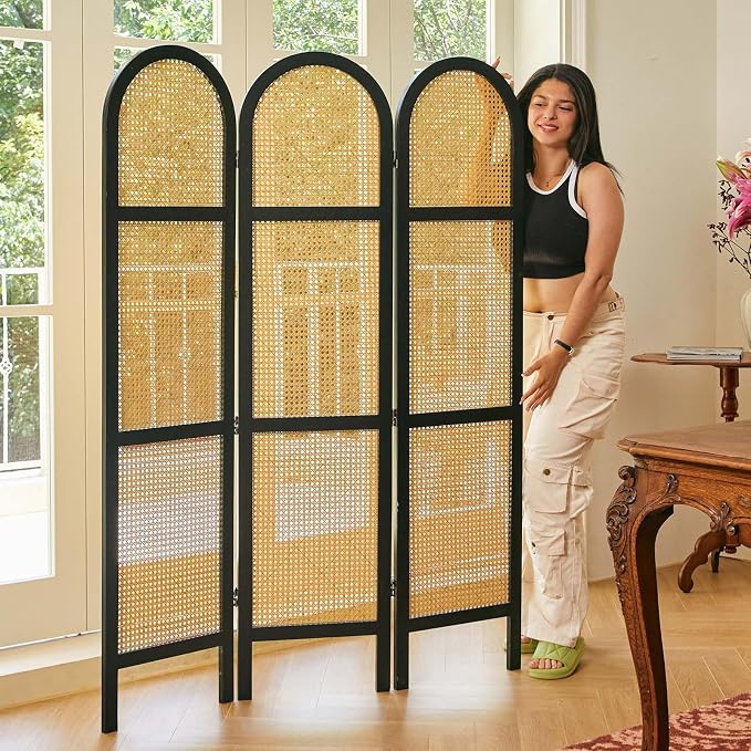 Svimi Room Divider and Folding Privacy Screens, Pine Wood 5.6 Ft Double Hinged - Image 8