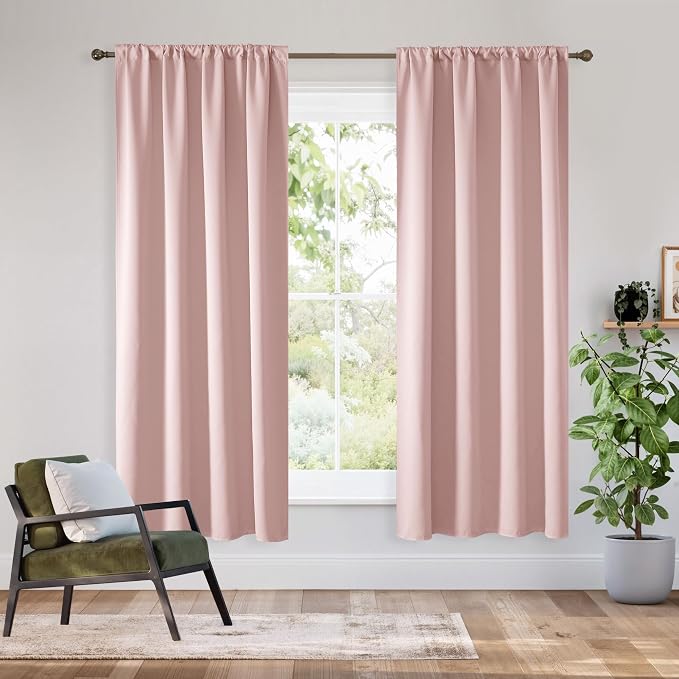 RYB HOME Bedroom Blackout Curtains 63 inches Long, 100% Blackout | Thermal by RYBHOME