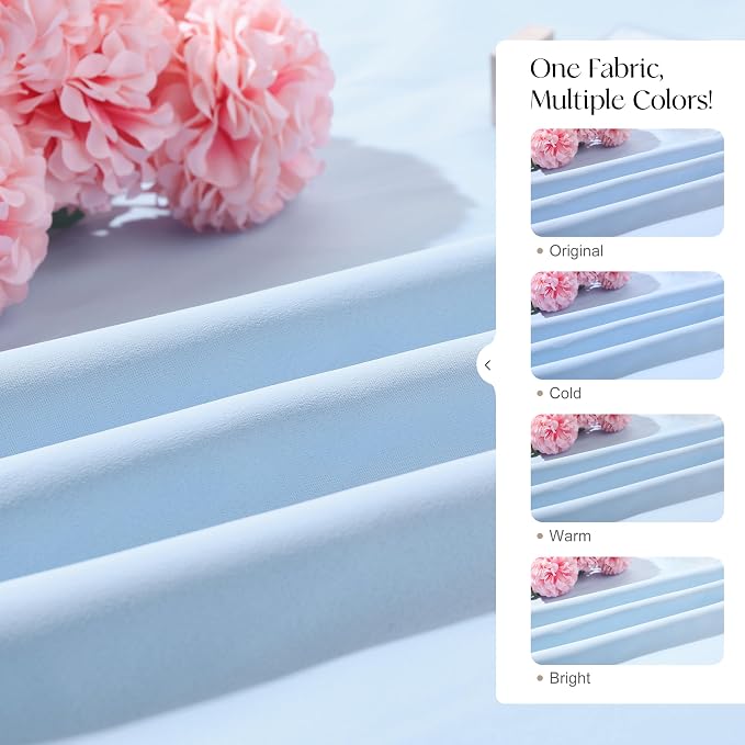 Etherealveil Light Blue Pinch Pleated Blackout Curtains 2 Panels 40"x72" | Back - Image 8
