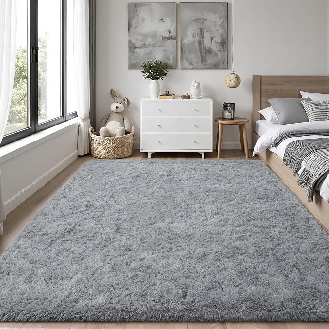 PLHXFR 5x7 Area Rugs Living Room: Fluffy Bedroom Rug Shag Carpet Grey | Upgrade - Image 2