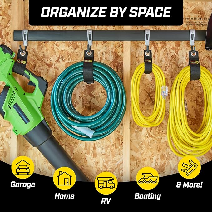 Heavy-Duty Wrap-It Storage Straps, 22" (2 Pack) - Hook and Loop Organizer Hanger for Extension Cords, Cables, Hoses, Rope and More for Garage, Home, Shop, Boat and RV Organization